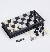 Checkers And Chess Board Game Magnetic & Foldable Travel Set
